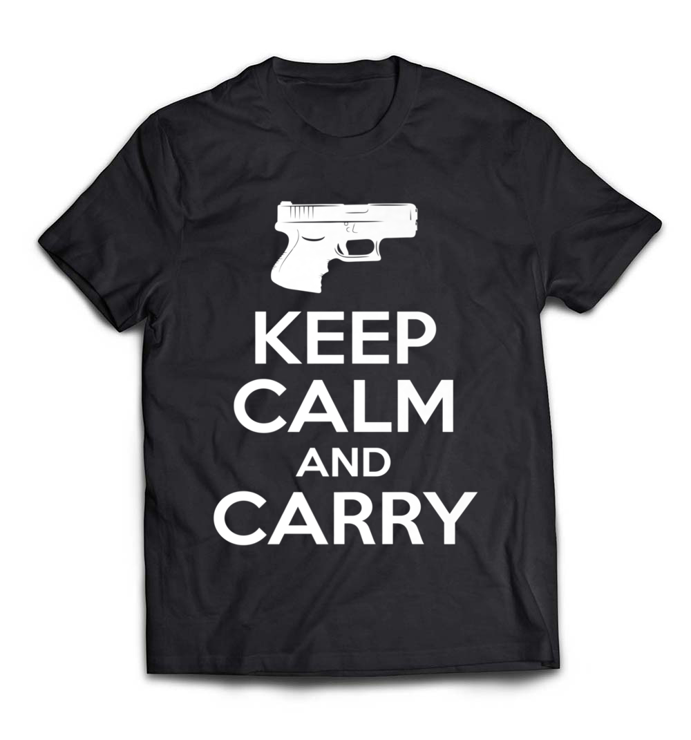 “Keep Calm and Carry – Gun” Hunter T-Shirt – A Bold Tee for Hunters and Gun Enthusiasts